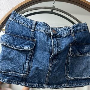 Zara Blue Denim Cargo Mini Skirt